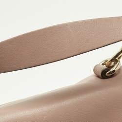 Pre Owned Carolina Herrera Pink Leather Pushlock Flap Top Handle Bag