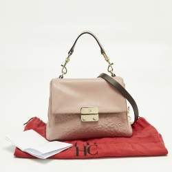 Pre Owned Carolina Herrera Pink Leather Pushlock Flap Top Handle Bag