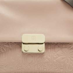 Pre Owned Carolina Herrera Pink Leather Pushlock Flap Top Handle Bag