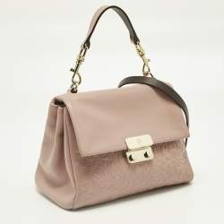 Pre Owned Carolina Herrera Pink Leather Pushlock Flap Top Handle Bag