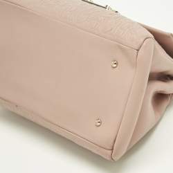 Pre Owned Carolina Herrera Pink Leather Pushlock Flap Top Handle Bag