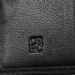 Pre Owned Carolina Herrera Black Quilted Leather Flap Compact Wallet