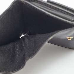 Pre Owned Carolina Herrera Black Quilted Leather Flap Compact Wallet