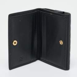 Pre Owned Carolina Herrera Black Quilted Leather Flap Compact Wallet