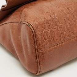 Pre Owned Carolina Herrera Brown Leather Minueto Top Handle Bag