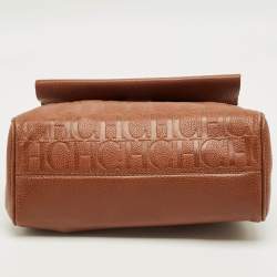 Pre Owned Carolina Herrera Brown Leather Minueto Top Handle Bag