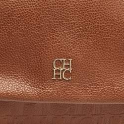 Pre Owned Carolina Herrera Brown Leather Minueto Top Handle Bag