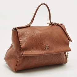 Pre Owned Carolina Herrera Brown Leather Minueto Top Handle Bag