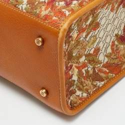 مملوكة مسبقًا Carolina Herrera Brown Floral Embroidered Monogram Canvas and Leather Shopper Tote