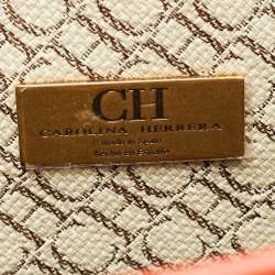 مملوكة مسبقًا Carolina Herrera Brown Floral Embroidered Monogram Canvas and Leather Shopper Tote