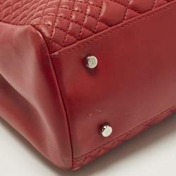 Pre Owned Carolina Herrera CHHC Logo Red Quilted Leather Chain Tote