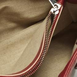 Pre Owned Carolina Herrera CHHC Logo Red Quilted Leather Chain Tote