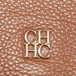 Pre Owned Carolina Herrera Brown Leather Chain Clutch