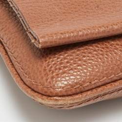 Pre Owned Carolina Herrera Brown Leather Chain Clutch