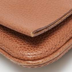 Pre Owned Carolina Herrera Brown Leather Chain Clutch