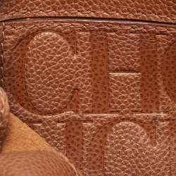 Pre Owned Carolina Herrera Brown Leather Chain Clutch