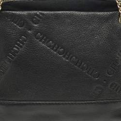 مملوكة مسبقًا Carolina Herrera Chain Black Logo Embossed Leather and Suede Satchel