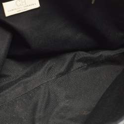 مملوكة مسبقًا Carolina Herrera Chain Black Logo Embossed Leather and Suede Satchel