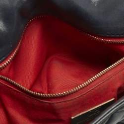 مملوكة مسبقًا Carolina Herrera Logo Flap Navy Blue Quilted Leather Shoulder Bag