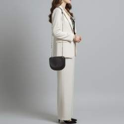 Pre Owned Carolina Herrera Flap Chain Black Leather Crossbody Bag