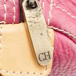 Pre Owned Carolina Herrera Andy Pink Embossed Leather Satchel