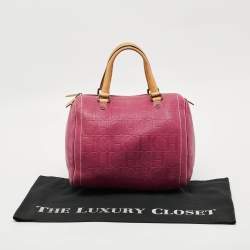 Pre Owned Carolina Herrera Andy Pink Embossed Leather Satchel