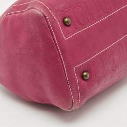Pre Owned Carolina Herrera Andy Pink Embossed Leather Satchel