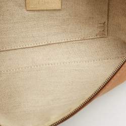 Pre Owned Carolina Herrera Tan/Brown Monogram Embossed Leather Slim Crossbody Bag