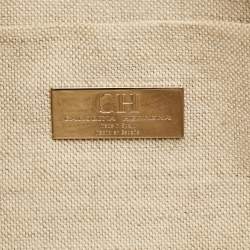 Pre Owned Carolina Herrera Tan/Brown Monogram Embossed Leather Slim Crossbody Bag