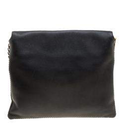 Pre Owned Carolina Herrera Black Leather Envelope Shoulder Bag
