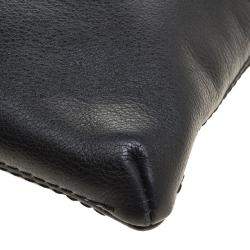 Pre Owned Carolina Herrera Black Leather Envelope Shoulder Bag