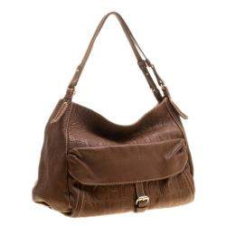 Carolina Herrera Brown Monogram Leather Shoulder Bag