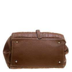 Carolina Herrera Brown Monogram Leather Shoulder Bag