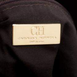 Carolina Herrera Brown Monogram Leather Shoulder Bag