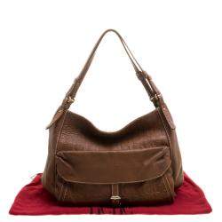 Carolina Herrera Brown Monogram Leather Shoulder Bag