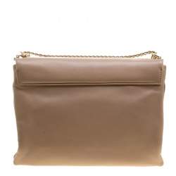 Pre Owned Carolina Herrera Beige Leather Shoulder Bag