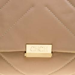 Pre Owned Carolina Herrera Beige Leather Shoulder Bag