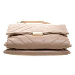 Pre Owned Carolina Herrera Beige Leather Shoulder Bag