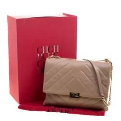 Pre Owned Carolina Herrera Beige Leather Shoulder Bag