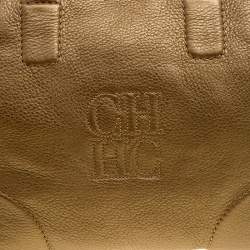 Pre Owned حقيبة كارولينا هيريرا جلد ذهبي ميتاليك