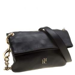 Pre Owned Carolina Herrera Black Leather Chain Shoulder Bag