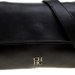 Pre Owned Carolina Herrera Black Leather Chain Shoulder Bag