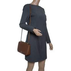 Pre Owned Carolina Herrera Brown Leather Shoulder Bag