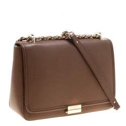 Pre Owned Carolina Herrera Brown Leather Shoulder Bag