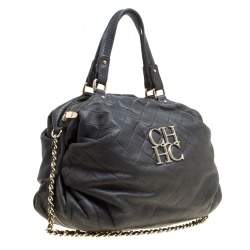 مملوكة مسبقًا Carolina Herrera Black Quilted Leather Top Handle Bag