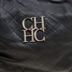 مملوكة مسبقًا Carolina Herrera Black Quilted Leather Top Handle Bag