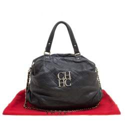 مملوكة مسبقًا Carolina Herrera Black Quilted Leather Top Handle Bag