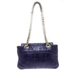 Pre Owned Carolina Herrera Purple Monogram Leather Audrey Shoulder Bag