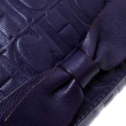 Pre Owned Carolina Herrera Purple Monogram Leather Audrey Shoulder Bag