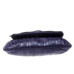 Pre Owned Carolina Herrera Purple Monogram Leather Audrey Shoulder Bag